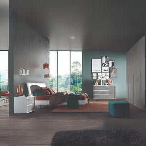 Comodino 2 cassetti bianco frassinato e cemento Jolanda