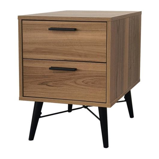 Comodino 2 Cassetti Dakota 40x40x52 Naturale/nero
