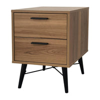 Comodino 2 Cassetti Dakota 40x40x52 Naturale/nero