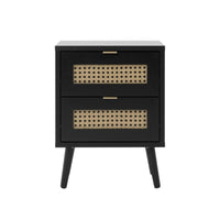 Comodino 2 cassetti con frontali effetto vimini Vienna61A colore nero