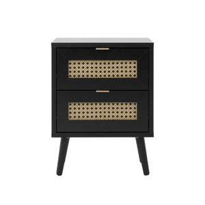 Comodino 2 cassetti con frontali effetto vimini Vienna61A colore nero