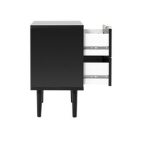 Comodino 2 cassetti con frontali effetto vimini Vienna61A colore nero