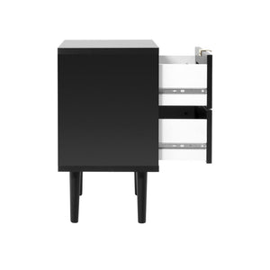 Comodino 2 cassetti con frontali effetto vimini Vienna61A colore nero