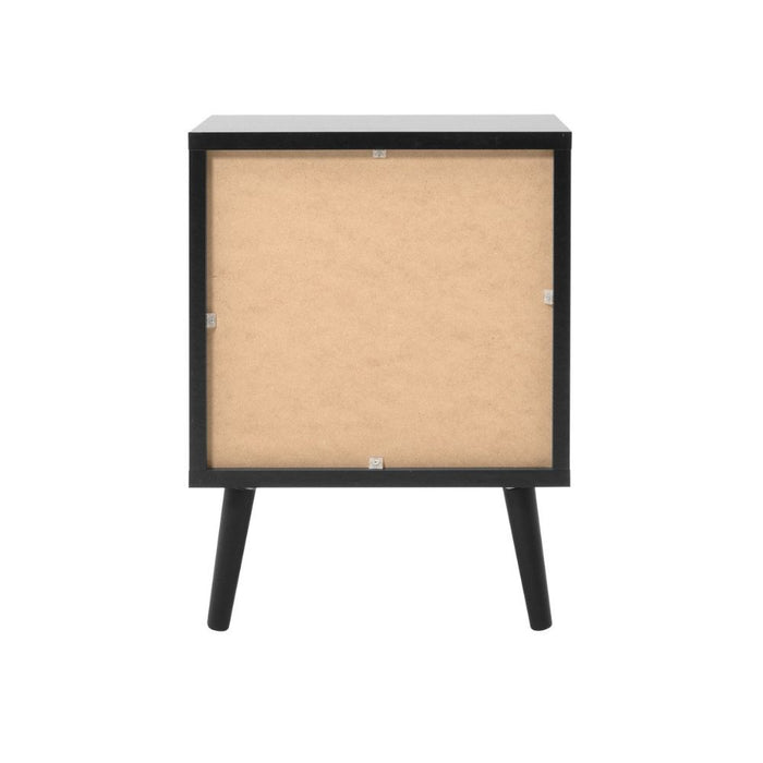 Comodino 2 cassetti con frontali effetto vimini Vienna61A colore nero