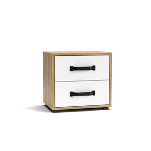 Comodino 2 cassetti rovere bianco Mosso MO1