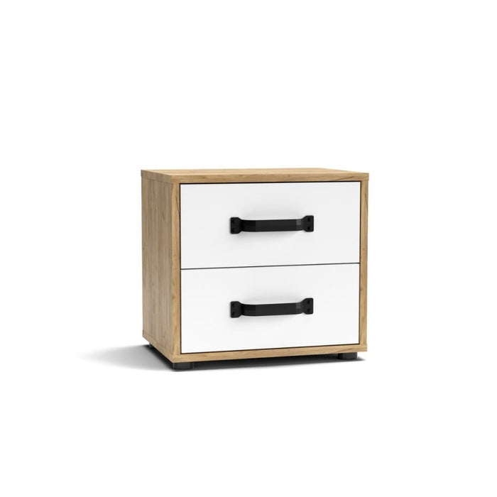Comodino 2 cassetti rovere bianco Mosso MO1