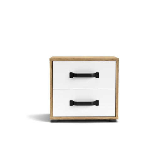 Comodino 2 cassetti rovere bianco Mosso MO1