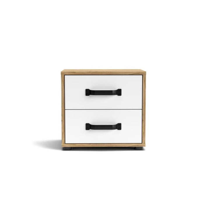Comodino 2 cassetti rovere bianco Mosso MO1