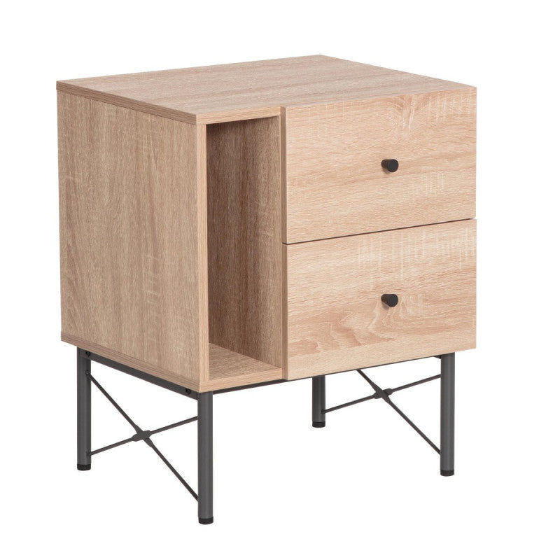 Comodino Arcadia 1 Vano A Giorno E 2 Cassetti Naturale/grigio Scuro