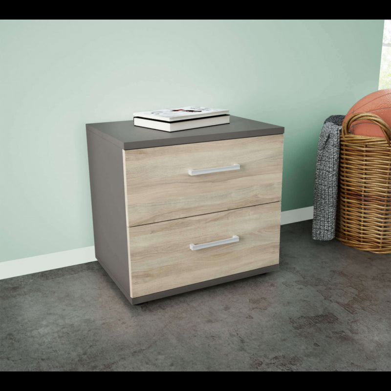 COMODINO ARES GRIGIO E OLMO