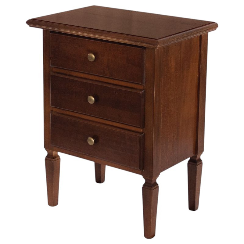 Comodino arte povera in legno 3 cassetti tinta noce 51x34x67 (79) - Mobili 2G