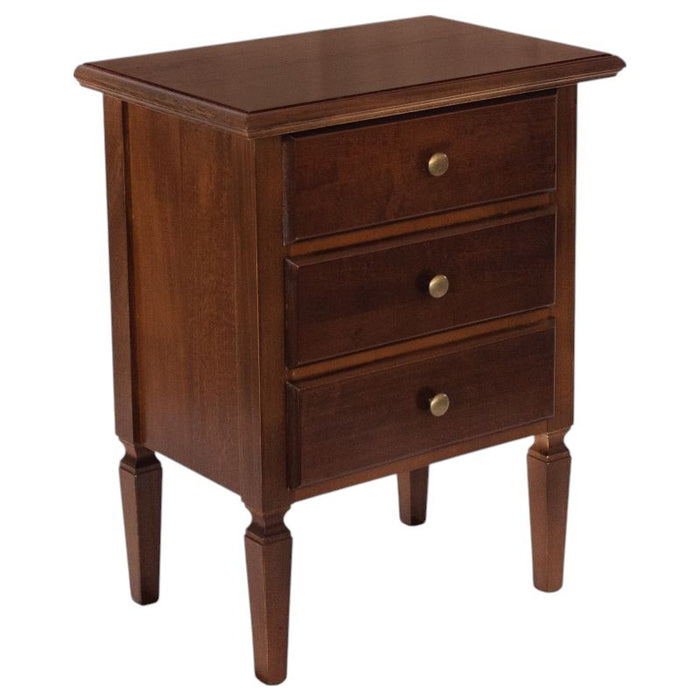 Comodino arte povera in legno 3 cassetti tinta noce 51x34x67 (79) - Mobili 2G