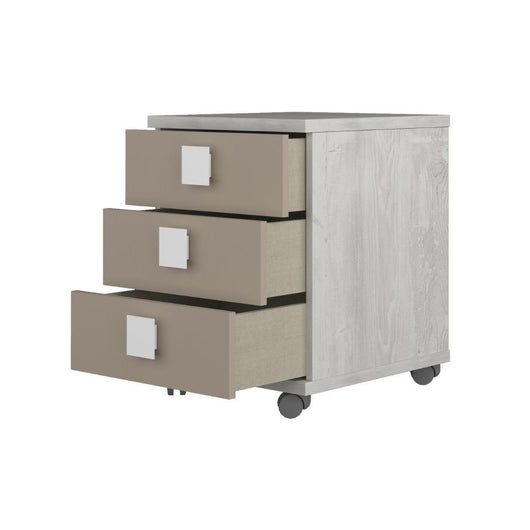 Comodino 3 cassetti 46x46x60h colore bianco consumato
