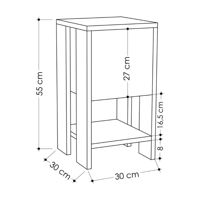 Comodino Ema rovere e antracite anta ribalta 30x30x55h