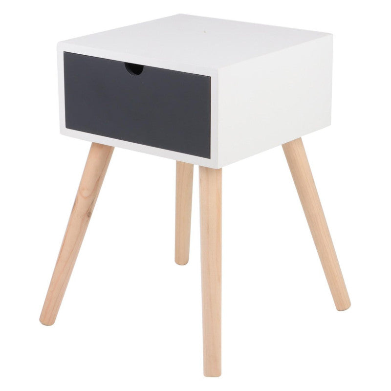 Comodino Flynn 1 Cassetto 29x29x44cm Bianco/grigio