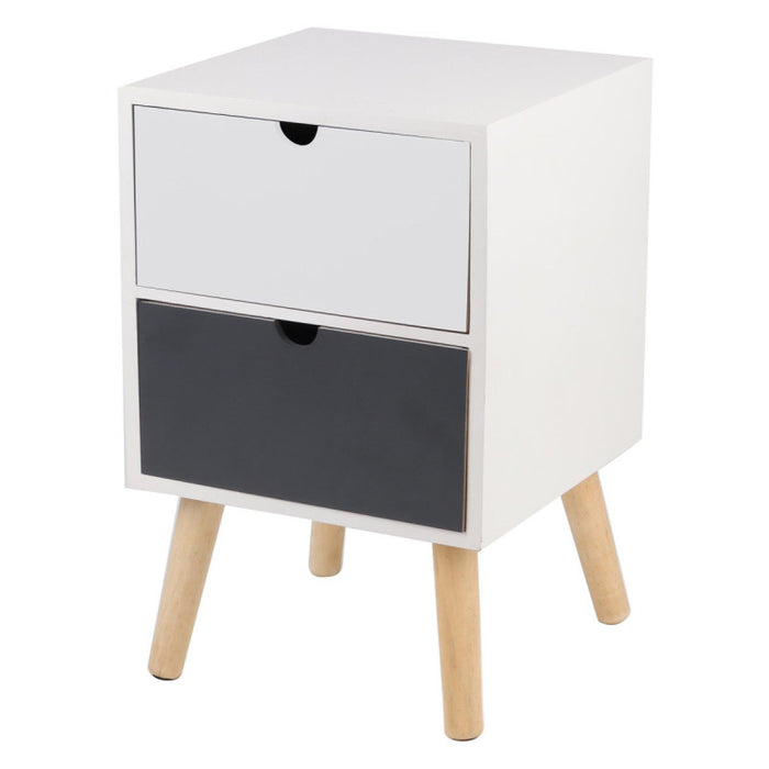 Comodino Flynn 2 Cassetti 29x29x45 Bianco/grigio