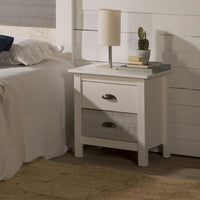 Comodino in legno massiccio bianco e grigio Romantica 46x35x49,5H – Eleganza Naturale con 2 cassetti