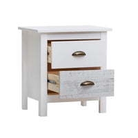 Comodino in legno massiccio bianco e grigio Romantica 46x35x49,5H – Eleganza Naturale con 2 cassetti