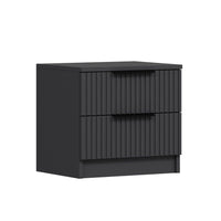 Comodino Kale antracite effetto cannettato due cassetti 50x40x47H