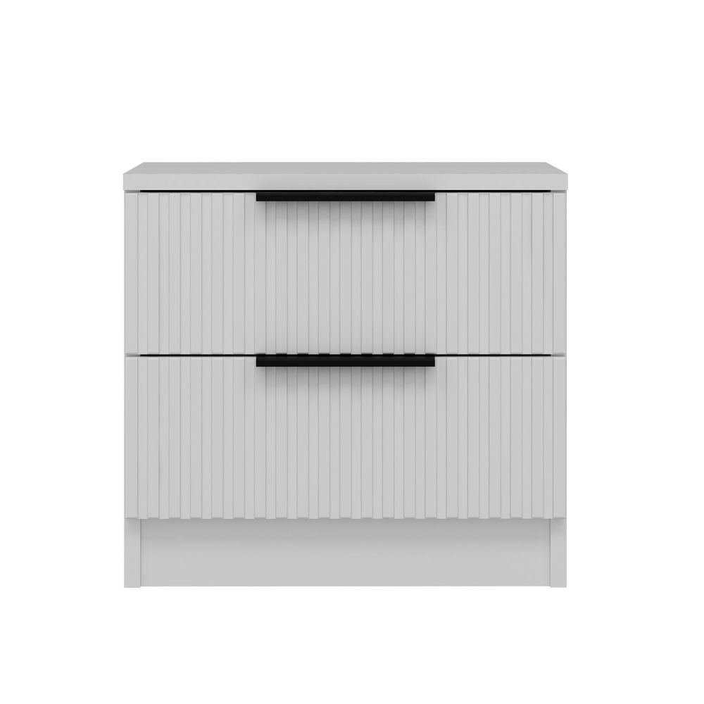 Comodino Kale bianco effetto cannettato due cassetti 50x40x47H