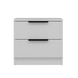 Comodino Kale bianco effetto cannettato due cassetti 50x40x47H