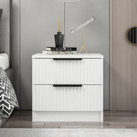 Comodino Kale bianco effetto cannettato due cassetti 50x40x47H