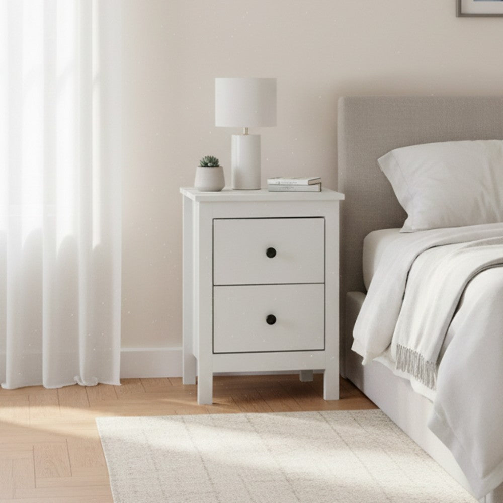 Comodino Karlstad61A con 2 cassetti colore bianco 39x30x54H