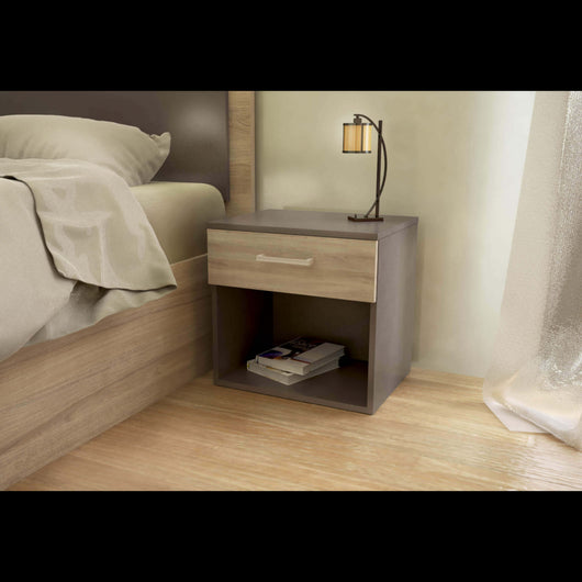COMODINO NIGHTSTAND GRIGIO E OLMO
