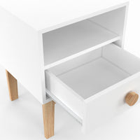 IDMarket - Comodino per bambini JACOB 1 cassetto + 1 nicchia bianco e legno