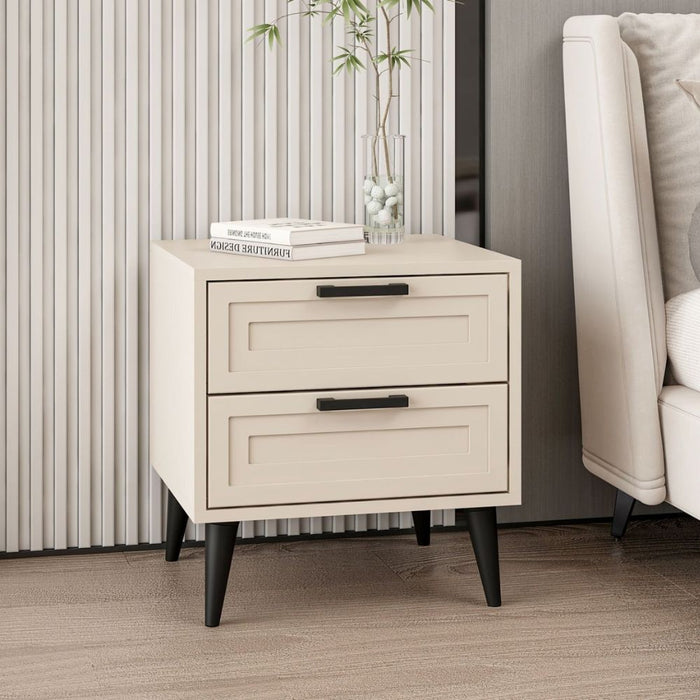 Comodino Prime 2 cassetti colore cashmere 50x45x52H – Eleganza e funzionalità