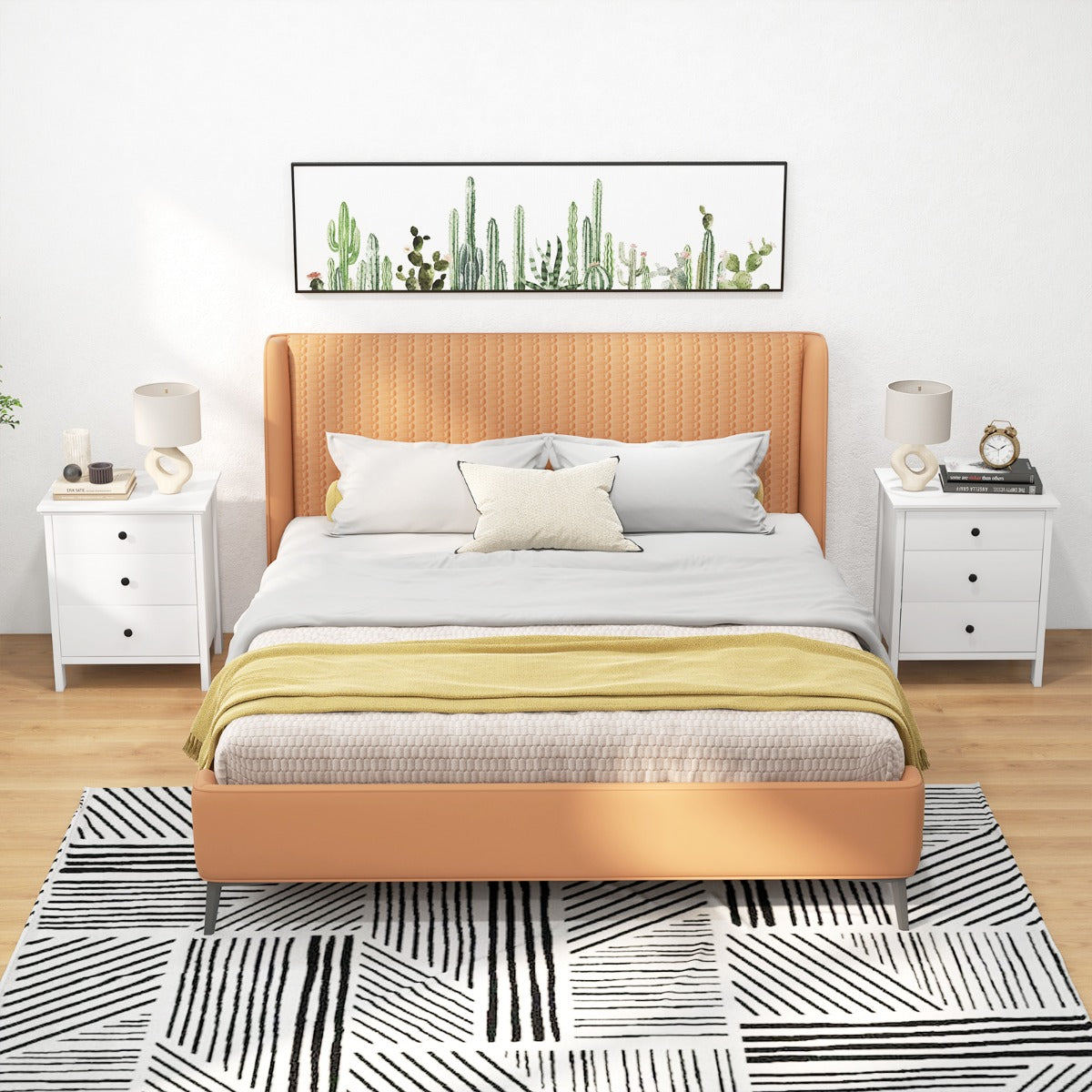 Comodino con 3 cassetti per camera da letto, Cassettiera compatta in legno con spazio di archiviazione per divano Bianco-Comodini