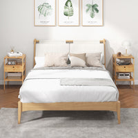 Set di 2 comodini multiuso in bamb¨´ con cassetto portaoggetti e scaffale a doghe-Tavolini moderno a 3 livelli Naturale