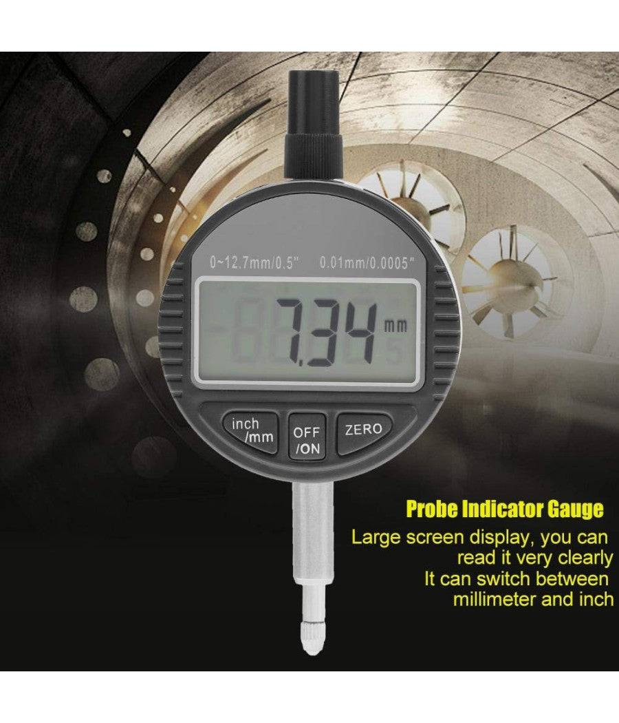 Comparatore Centesimale Digitale Con Display 0-12,7mm/0,5" Tornio  0,01mm/0,005"         