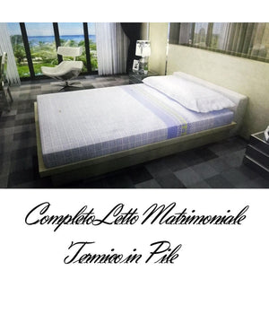 Completo Da Letto In Pile Lenzuolo Sopra E Sotto 2 Copricuscino Blu A Righe         
