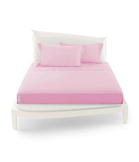 Completo Da Letto Matrimoniale Tinta Unita Lenzuola Coordinato Copricuscini  Rosa       