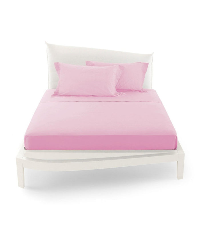 Completo Da Letto Matrimoniale Tinta Unita Lenzuola Coordinato Copricuscini  Rosa       