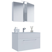 Completo di Ezooza Mobile sospeso con 1 cassetto Large con lavabo in ceramica di alta qualità e mobile specchio, Bianco ,