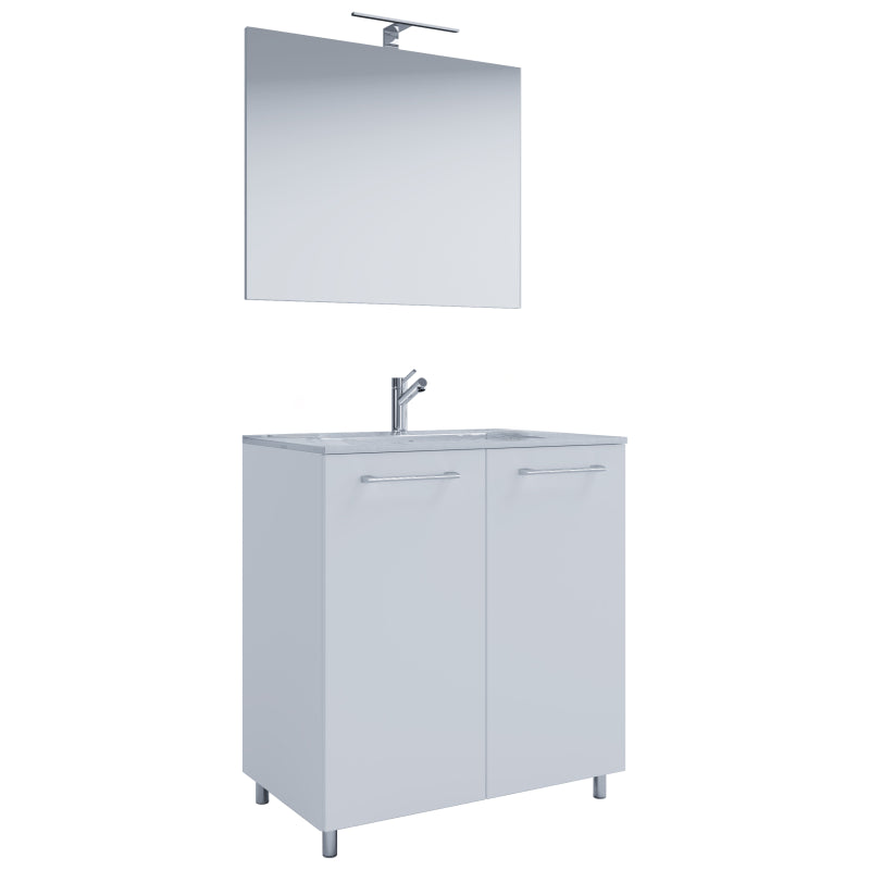 Completo di Ezooza Mobile Sospeso con 2 sportelli Large con lavabo in ceramica di alta qualità e specchio, Bianco ,