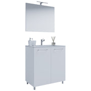 Completo di Ezooza Mobile Sospeso con 2 sportelli Large con lavabo in ceramica di alta qualità e specchio, Bianco ,