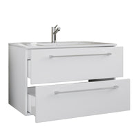 Completo di Ezooza Set Bagno 2 Pezzi Mobile Extra Large con 2 cassetti e Lavabo sospesi, Bianco ,