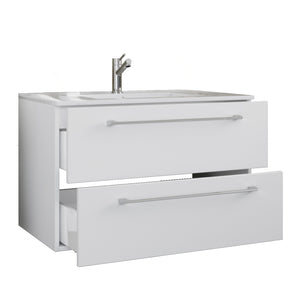Completo di Ezooza Set Bagno 2 Pezzi Mobile Extra Large con 2 cassetti e Lavabo sospesi, Bianco ,