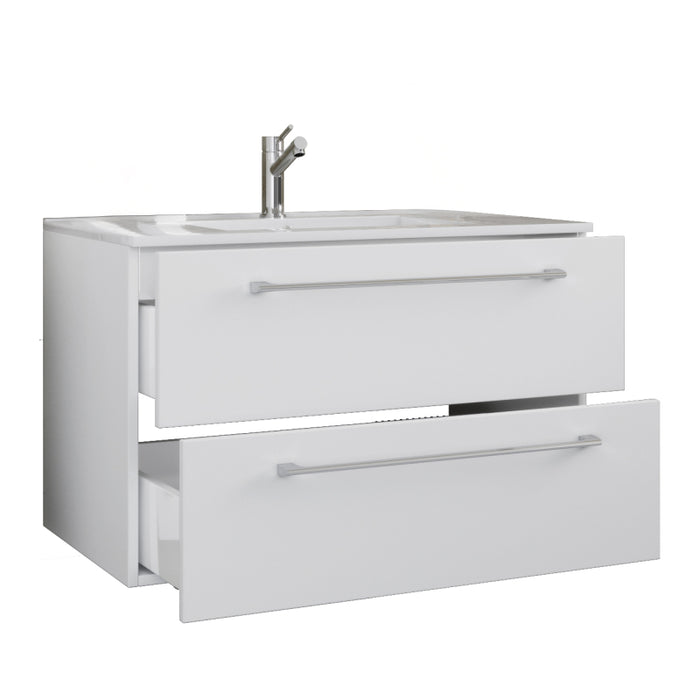 Completo di Ezooza Set Bagno 2 Pezzi Mobile Extra Large con 2 cassetti e Lavabo sospesi, Bianco ,