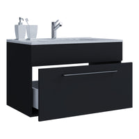 Completo di Ezooza Set Bagno 2 Pezzi Mobile Extra Large con 1 cassetto e Lavabo sospesi, Nero ,
