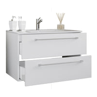 Completo di Ezooza Set Bagno 2 Pezzi Mobile Extra Large con 2 cassetti e Lavabo sospesi, Bianco ,