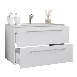 Completo di Ezooza Set Bagno 2 Pezzi Mobile Extra Large con 2 cassetti e Lavabo sospesi, Bianco ,