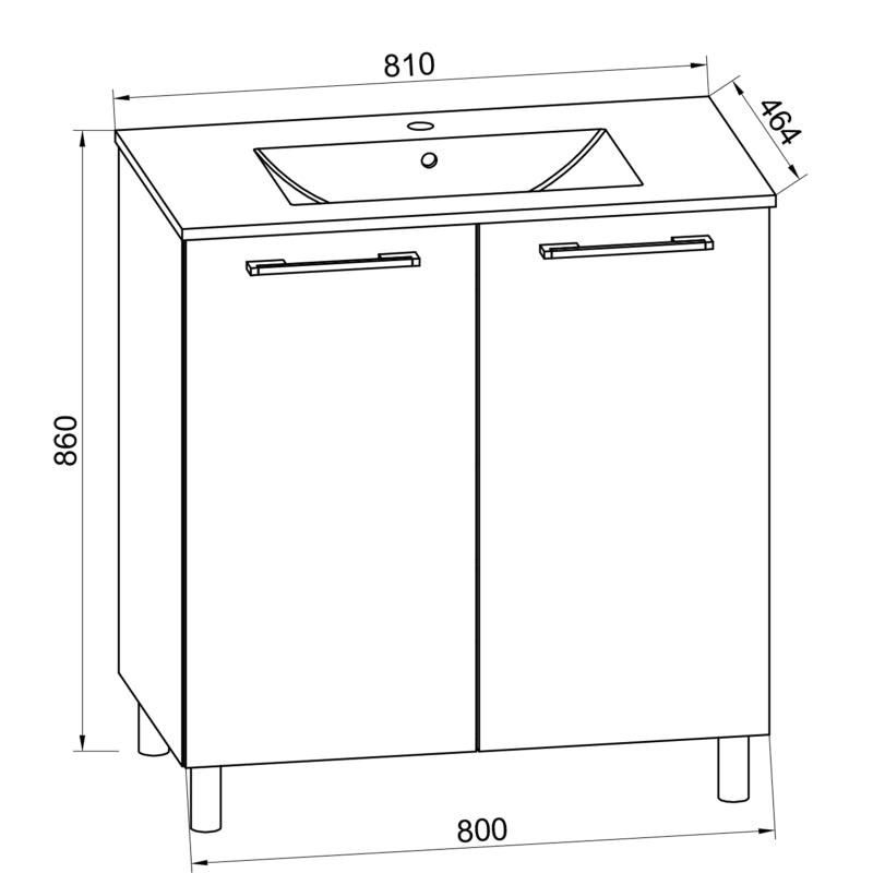 Completo di Ezooza Set Bagno 2 Pezzi Mobile Extra Large con sportelli e Lavabo a terra, Bianco ,