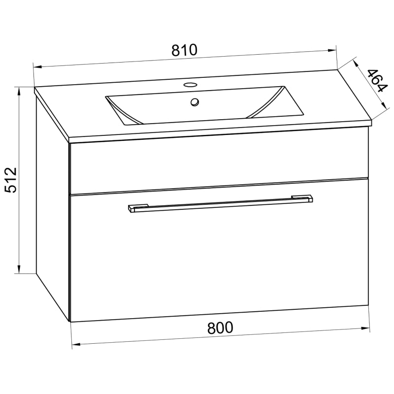 Completo di Ezooza Set Bagno 2 Pezzi Mobile Extra Large con 1 cassetto e Lavabo sospesi, Nero ,