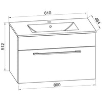 Completo di Ezooza Set Bagno 2 Pezzi Mobile Extra Large con 1 cassetto e Lavabo sospesi, Nero ,