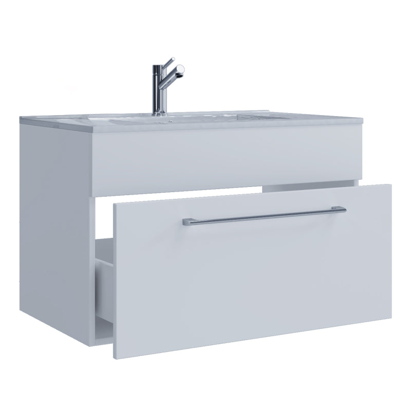 Completo di Ezooza Set Bagno 2 Pezzi Mobile Extra Large con 1 cassetto e Lavabo sospesi, Bianco ,