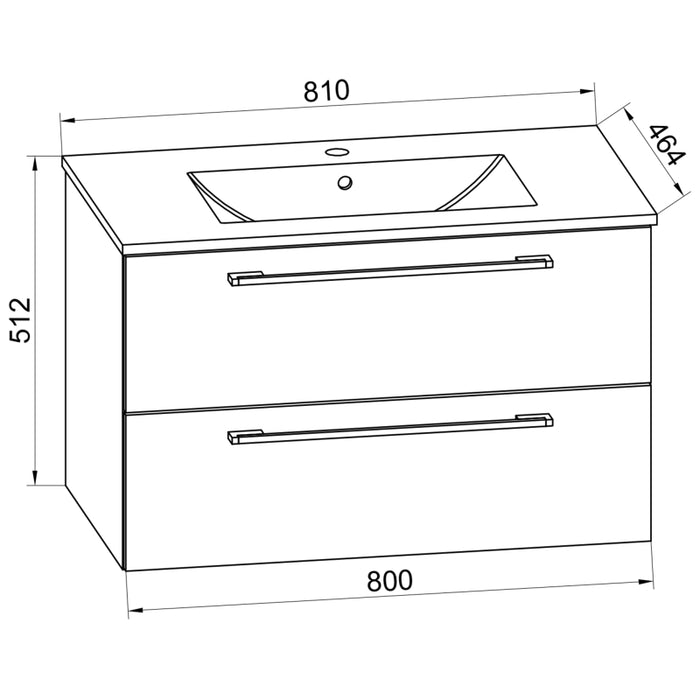 Completo di Ezooza Set Bagno 2 Pezzi Mobile Extra Large con 2 cassetti e Lavabo sospesi, Bianco ,